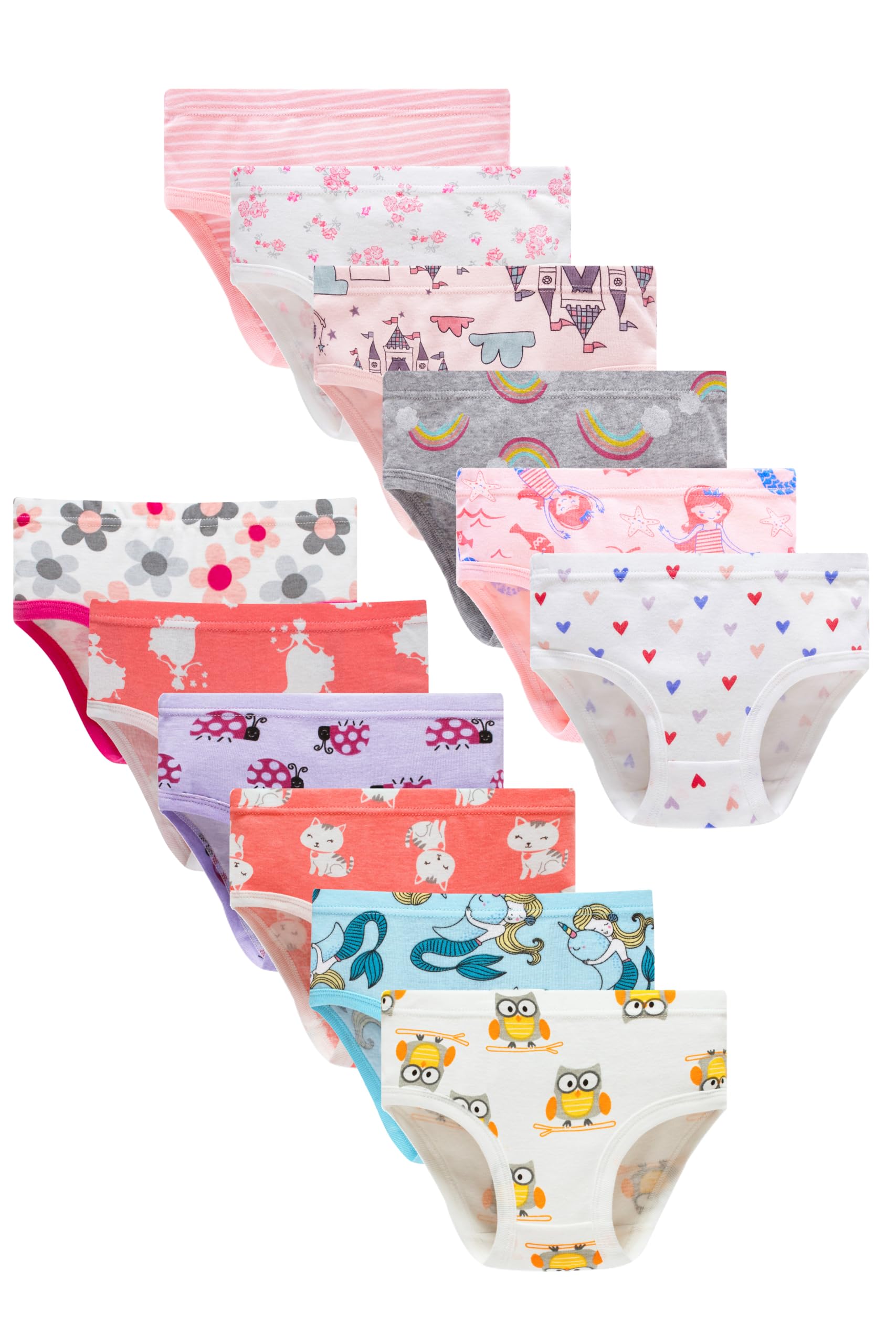 Cadidi Dinos Little Girls Soft Cotton Underwear Kids Cool Breathable Comfort Panty Briefs Toddler Undies Pack of 6