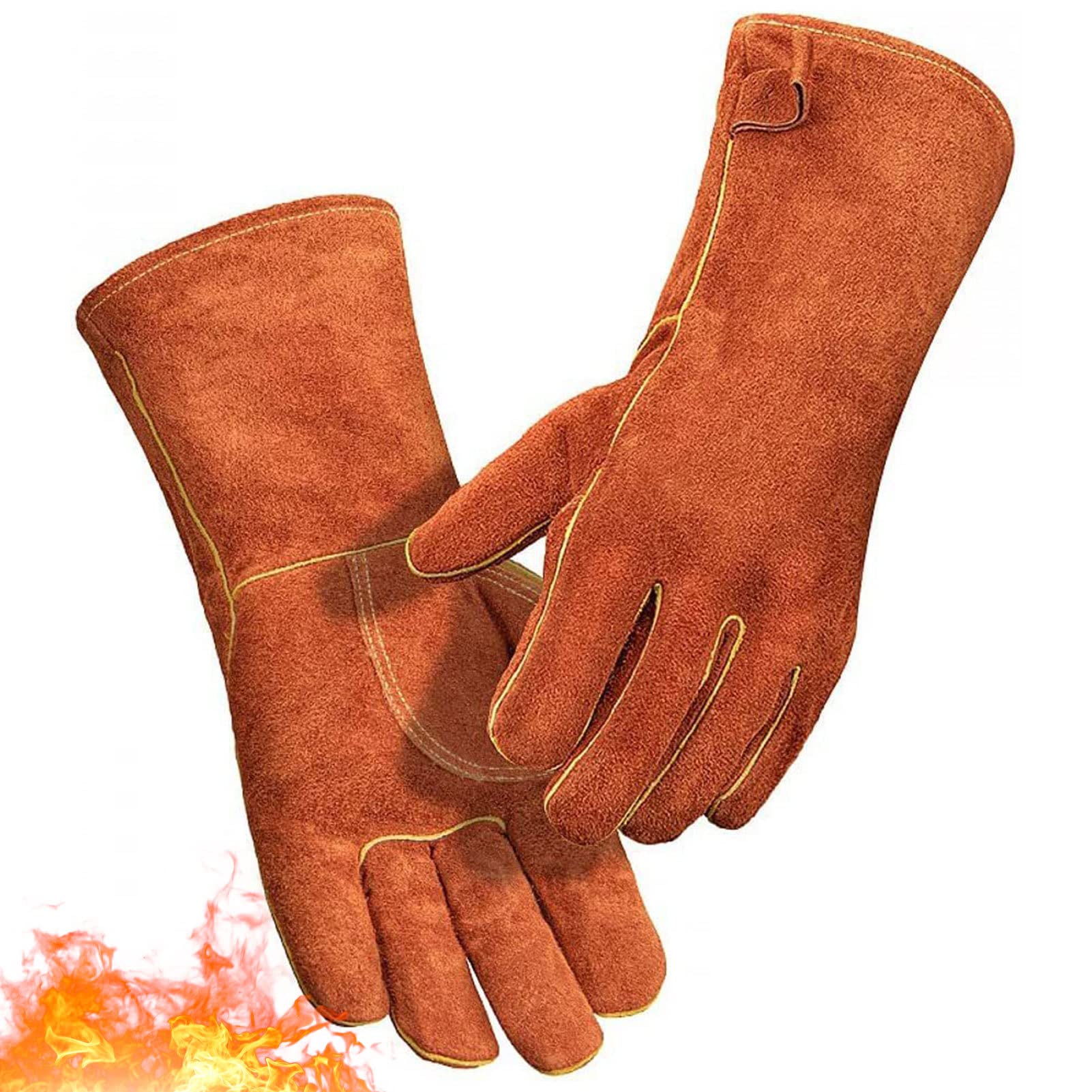 Lambo 2 guantes de horno, guantes transpirables que absorben el sudor con resistencia al calor | utensilios para barbacoa de jardín para soldar, camping, cocinar, hornear,