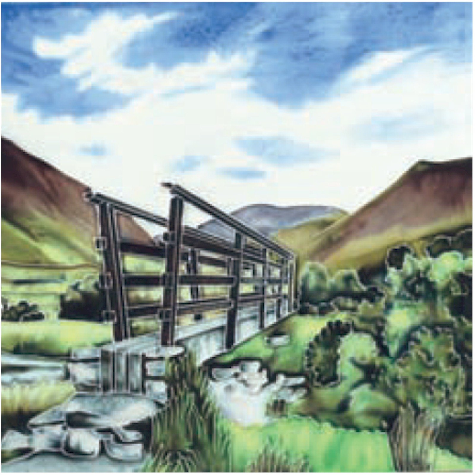 BenayaHand Crafted 8" Art Trivet Tile- Wood Bridge