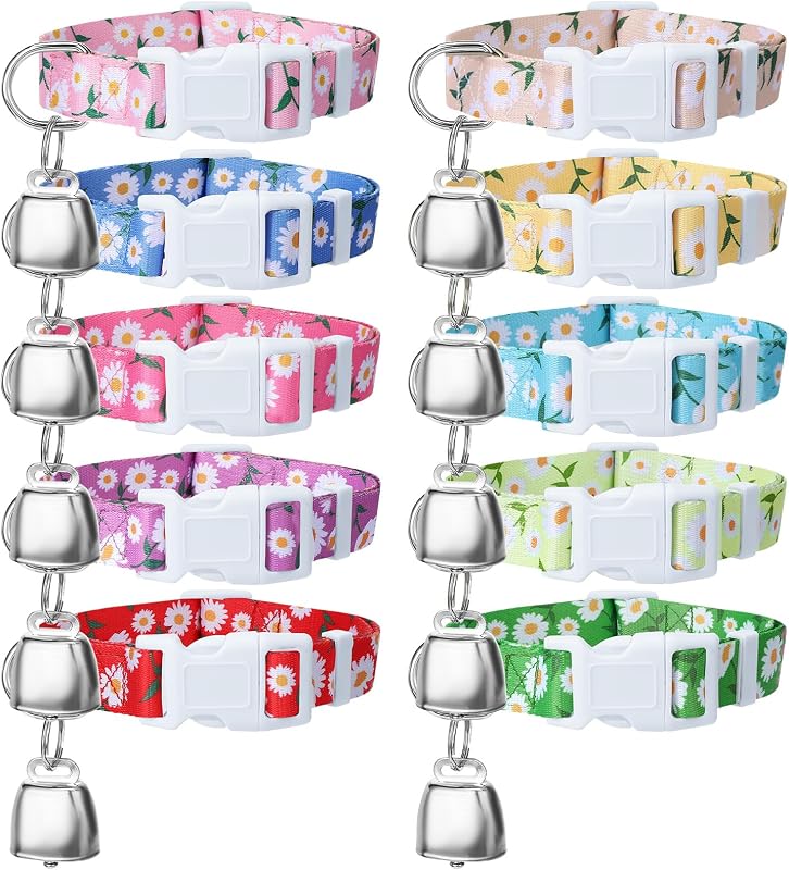 Coleira ajustável floral para cabras com sino de cobre Guiqulai, pacote com 10
