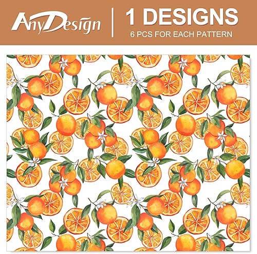 Miniatura 3 de AnyDesign - Papel de regalo naranja para acuarela, frutas cítricas, papel de regalo plegado a granel, papel de arte plano mandarina para cumpleaños,
