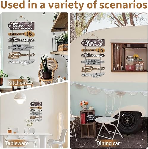Miniatura 5 de Bless the Food Before Us - Decoración de pared de cocina, con citas inspiradoras rústicas, letreros artísticos de pared, placas de madera colgantes