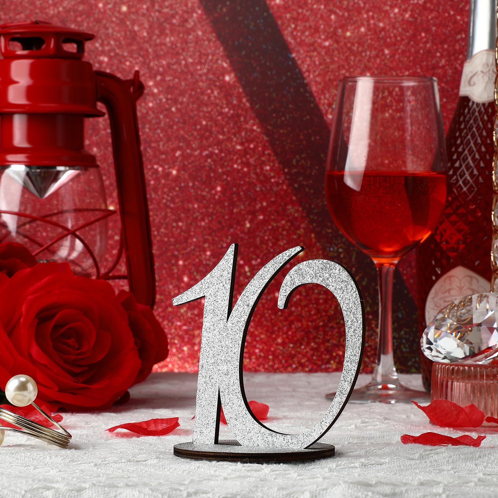 Números de mesa con purpurina del 1 al 25 números de mesa de boda, números de mesa de madera para recepción de boda, números de asiento de pie con base de soporte para bodas, fiestas, eventos,