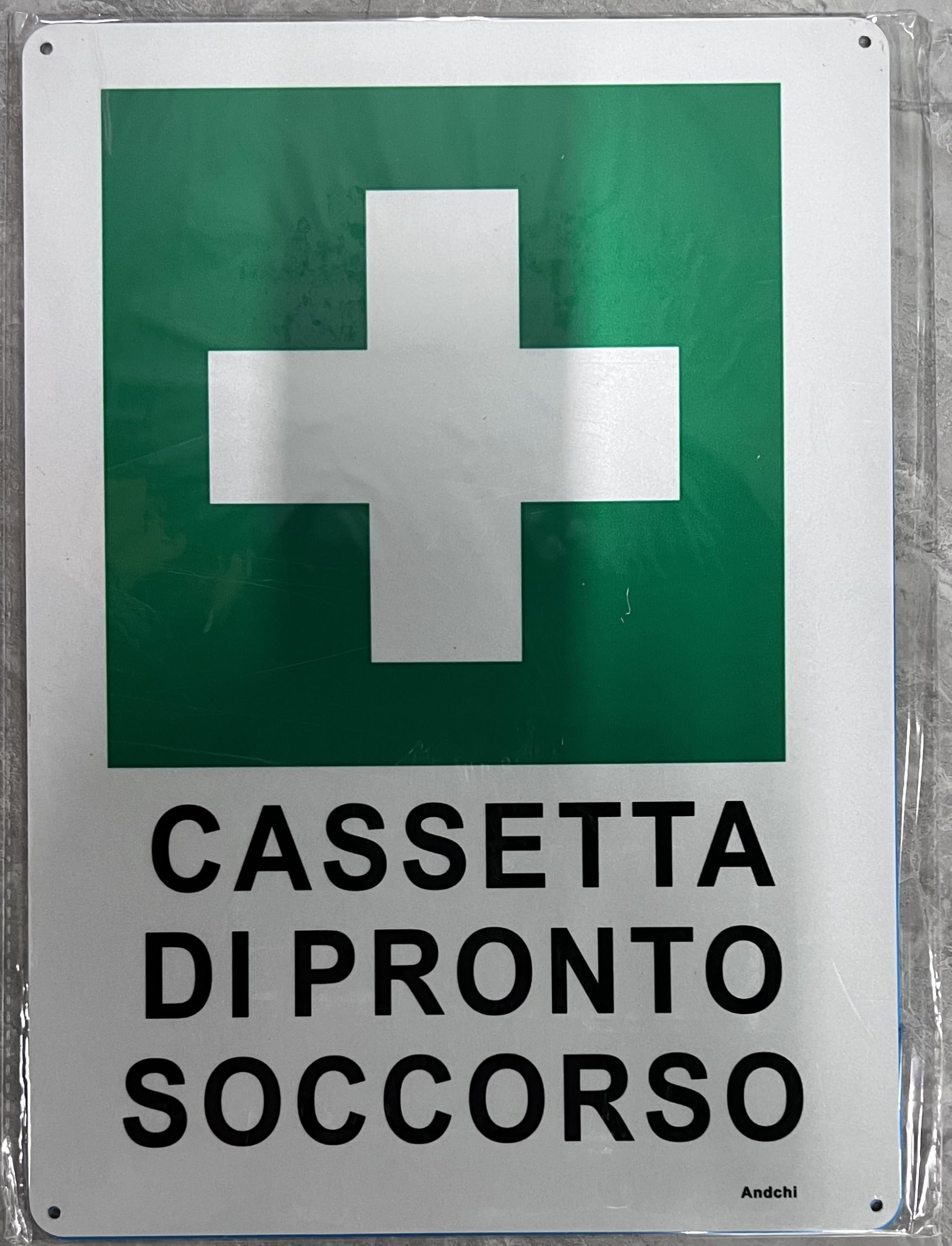 Andchi 2-pezzi Cartello in Alluminio Emergenza Sicurezza Avvertenza Segnale di Pronto Soccorso Segnale di Sicurezza Cassetta di Pronto Soccorso - 25x35 cm