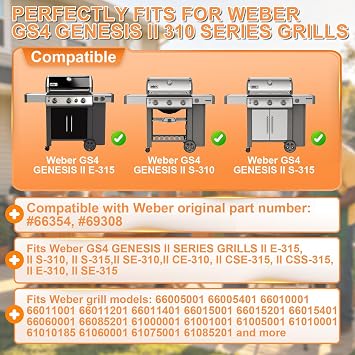 66354 69308 Igniter Kit Replacement for Weber GS4 Genesis II Grill Parts Ignition for Weber GS4 Genesis 2 E315, 2 S310, II S315, II SE-310, II SE-315, II CE-310, II CSE-315, II CSS-315, 2 E-310 Grills
