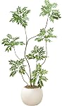 Arbre de Sumac artificiel, 5FT Faux Mahonia Fortunei Tree avec Pot blanc , Plante réaliste Faux Tree Intérieur pour la chambre à coucher Bureau Intérieur Salon Décoration, Rouge