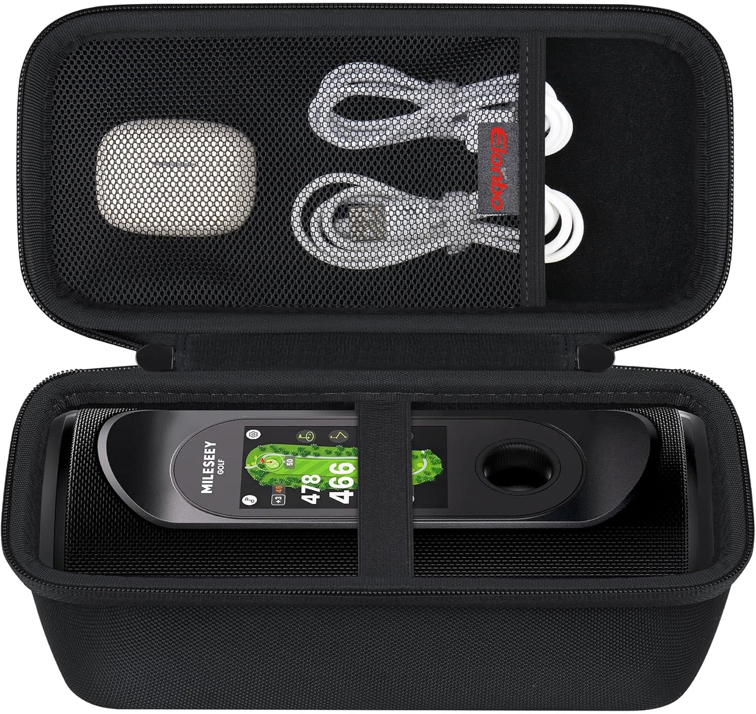 Elonbo Carrying Case for MiLESEEY GeneSonic Pro Golf Speaker, Golf Speaker and Handheld GPS Rangefinder Hard Travel Bag, GeneSonic Pro Storage Holder, Mesh Pocket Fits Charging Cable, Black