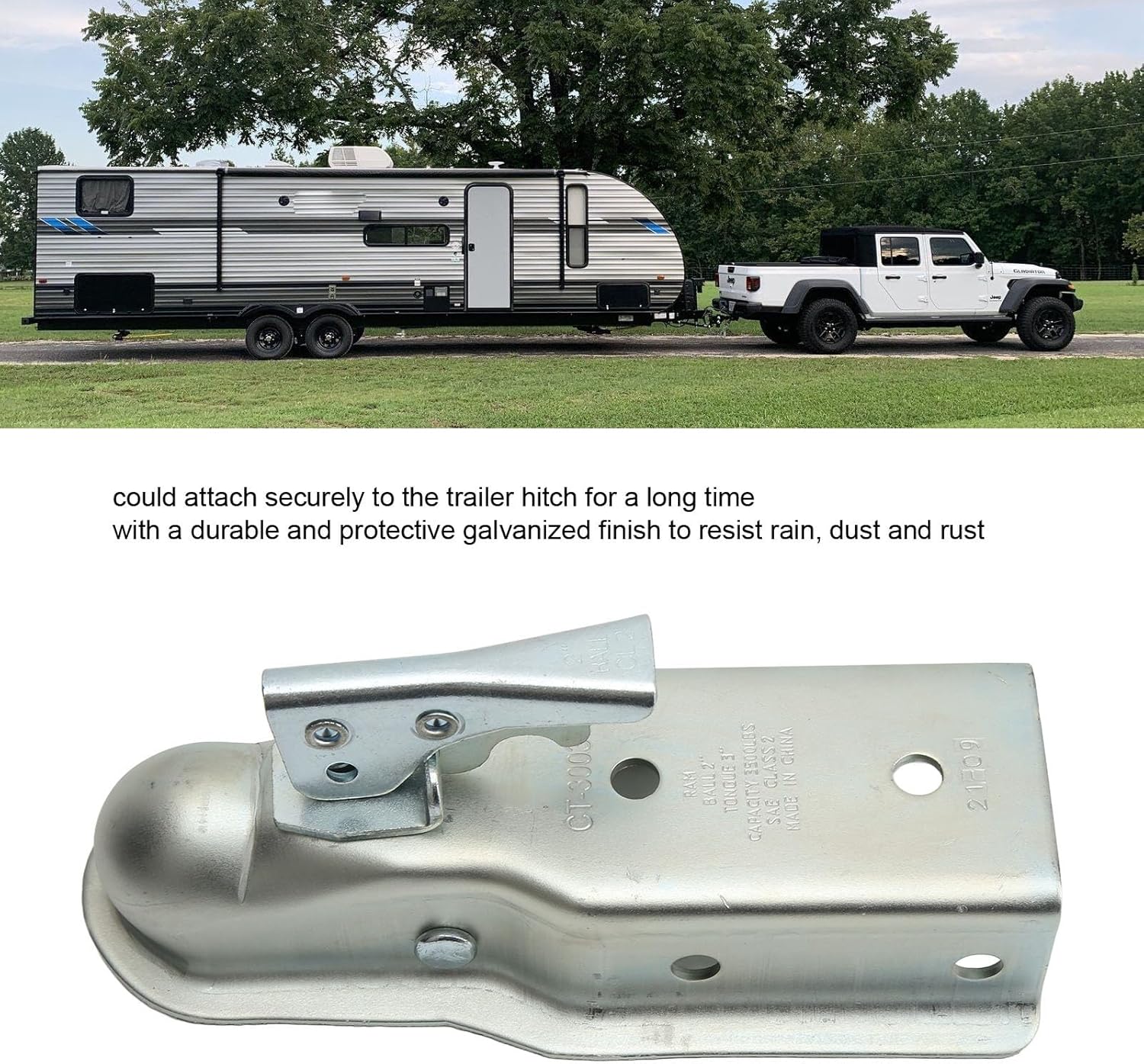 Astibym Straight Tongue Coupler for Trailer Hitch Ball, 2in, Fits 3in Channel, 3500lb Load Capacity, Ideal for 76mm Tube,Trailer Accessories