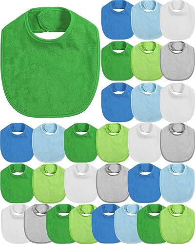 JaGely Paquete de 30 baberos de muselina para bebé, multicolor, sólido, unisex, impermeable, alimentador ajustable para dentición y babeo para