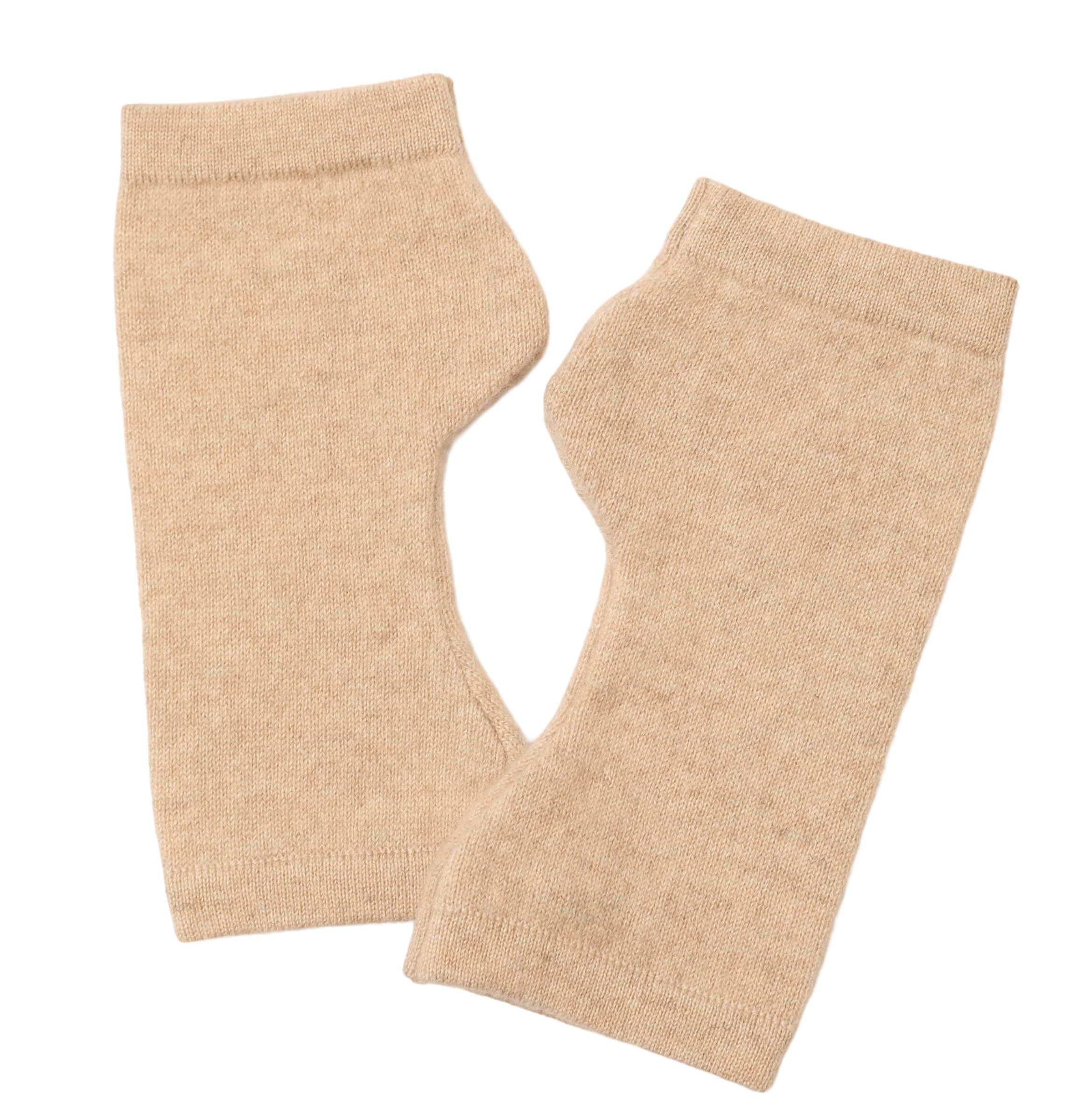 Kaszmirowa wełna damska ocieplacz pulsu rękawiczki bez palców, taupe Beige, 19 cm X 10 cm