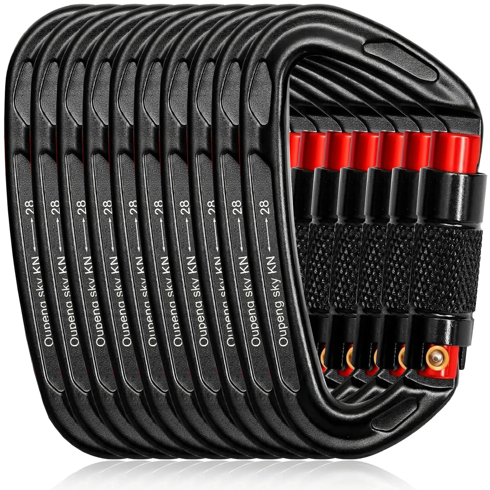 Mosquetón de bloqueo automático – 28 KN (6000 libras), caribeaners resistentes, 10 mosquetones grandes para llaveros, hamaca, camping, gimnasio, senderismo, al aire libre, correa de perro