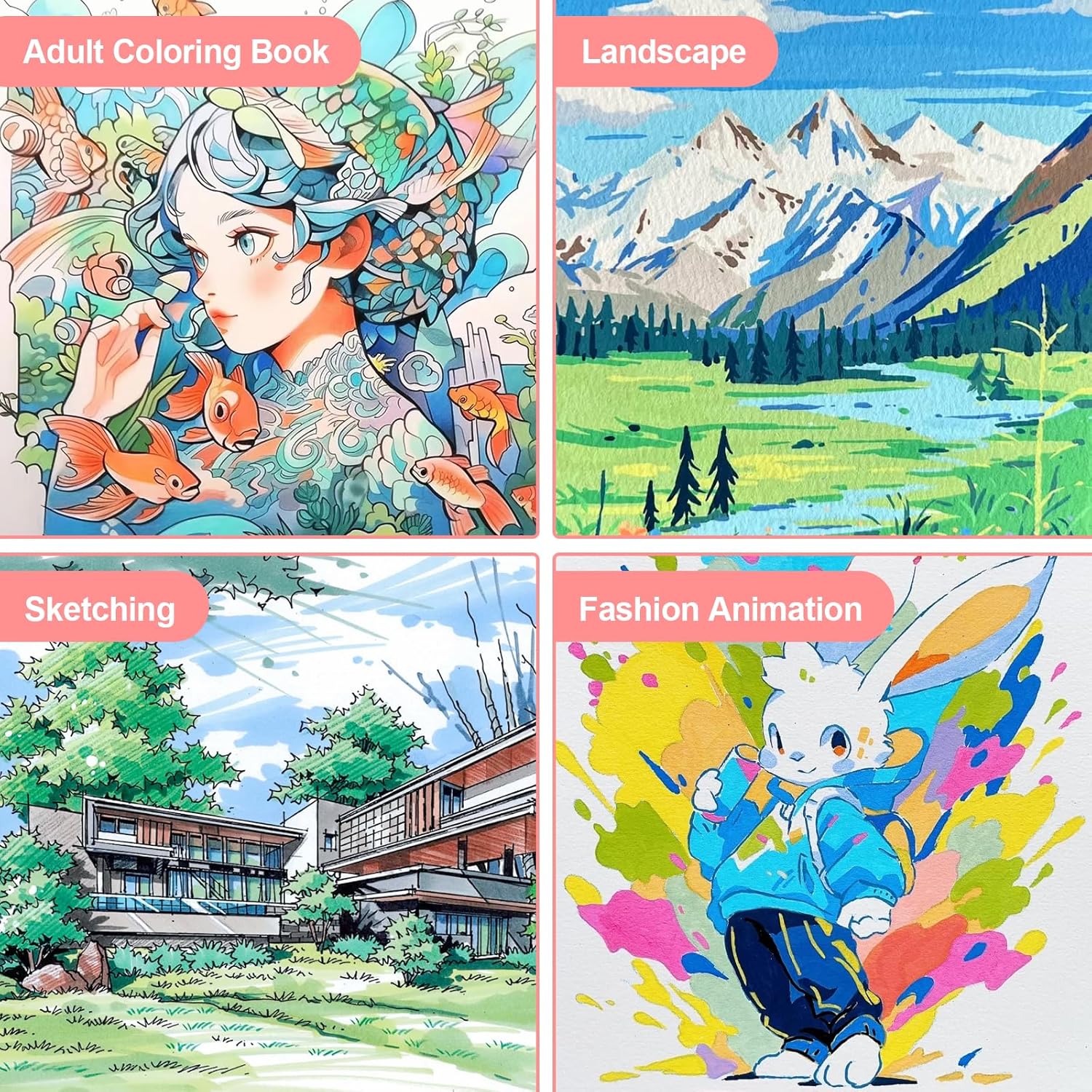 Soucolor 61 Colors Pastel Alcohol Based Markers Set | Professional Dual Tip Art Markers with Brush & Chisel Tips | Includes 1 Blender & Carry Case | For Artists, Adults Coloring, Drawing, Illustration - Image 7