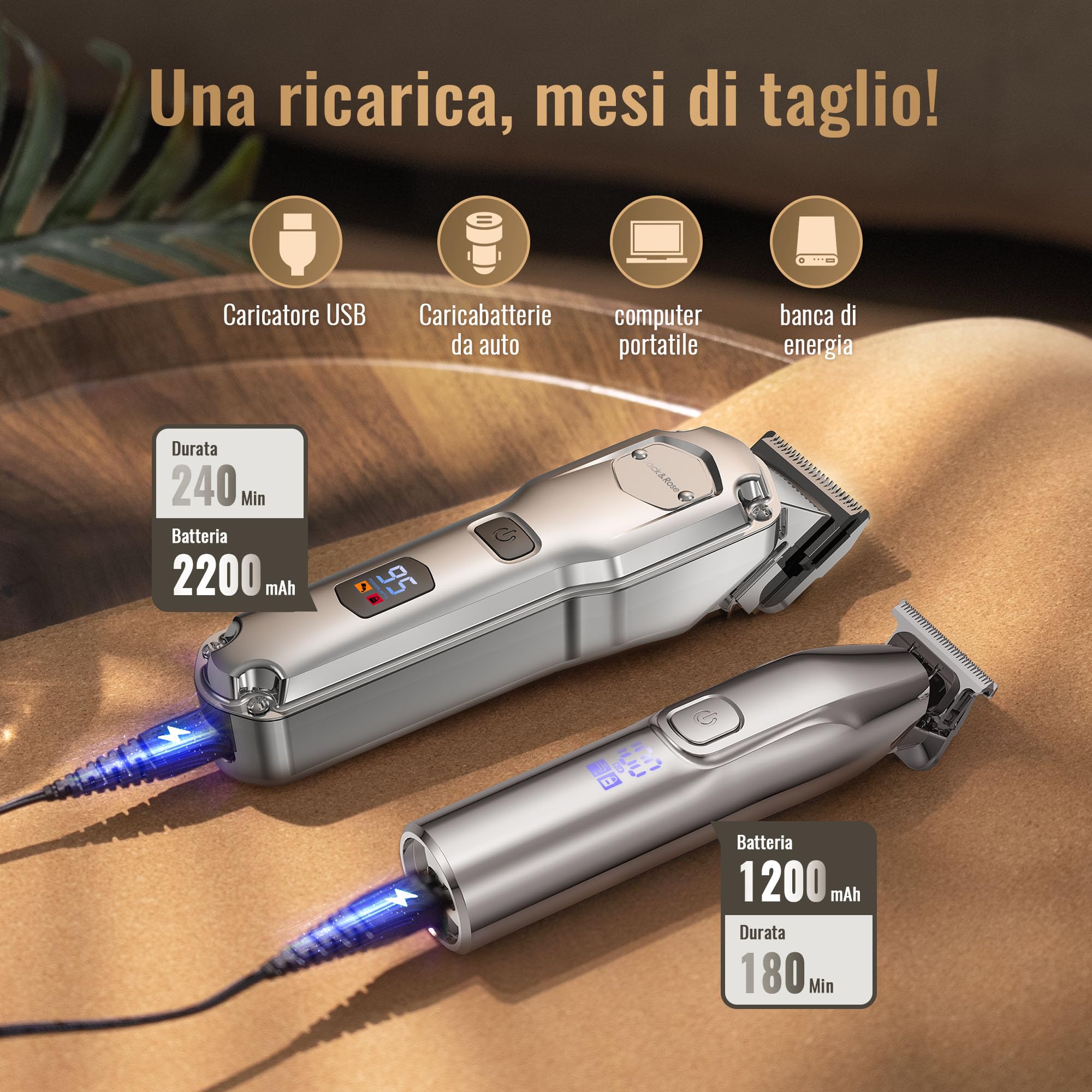 Tagliacapelli uomo professionale & T-blade, Macchinetta per capelli, Regolabarba, Tagliacapelli elettrico, set da toelettatura IPX7 impermeabile ricaricabile per uomo