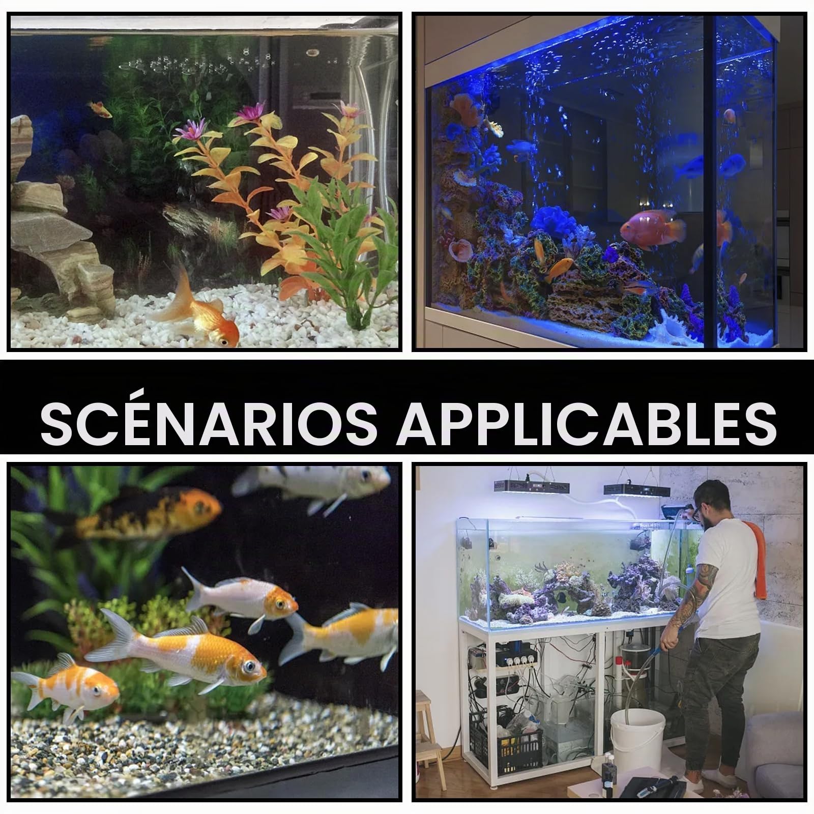 Pompe à air d'aquarium avec 6 sorties, aérateur de bassin réglable de 25 W, pompe à oxygène d'aquarium avec pierres à air, pompe à air silencieuse, puissante pompe à air d'aquarium 3300 l/h pour
