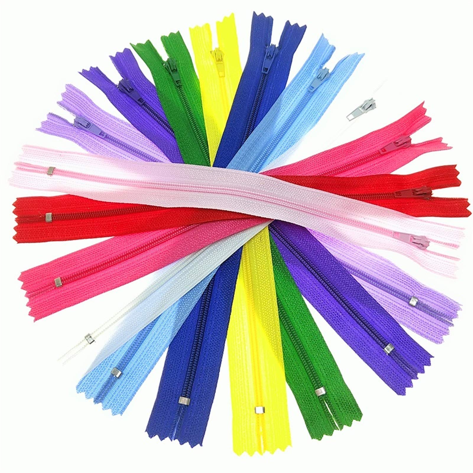 Shuxiang-Zipper, 100 szt. kolorowe zamknięte zakończenia nylonowe zamki błyskawiczne, pasują do krawieckiej odzieży akcesoria 15-40 cm 3#, do szycia krawieckiego (Kolor: Różowy, długość: 35 cm)