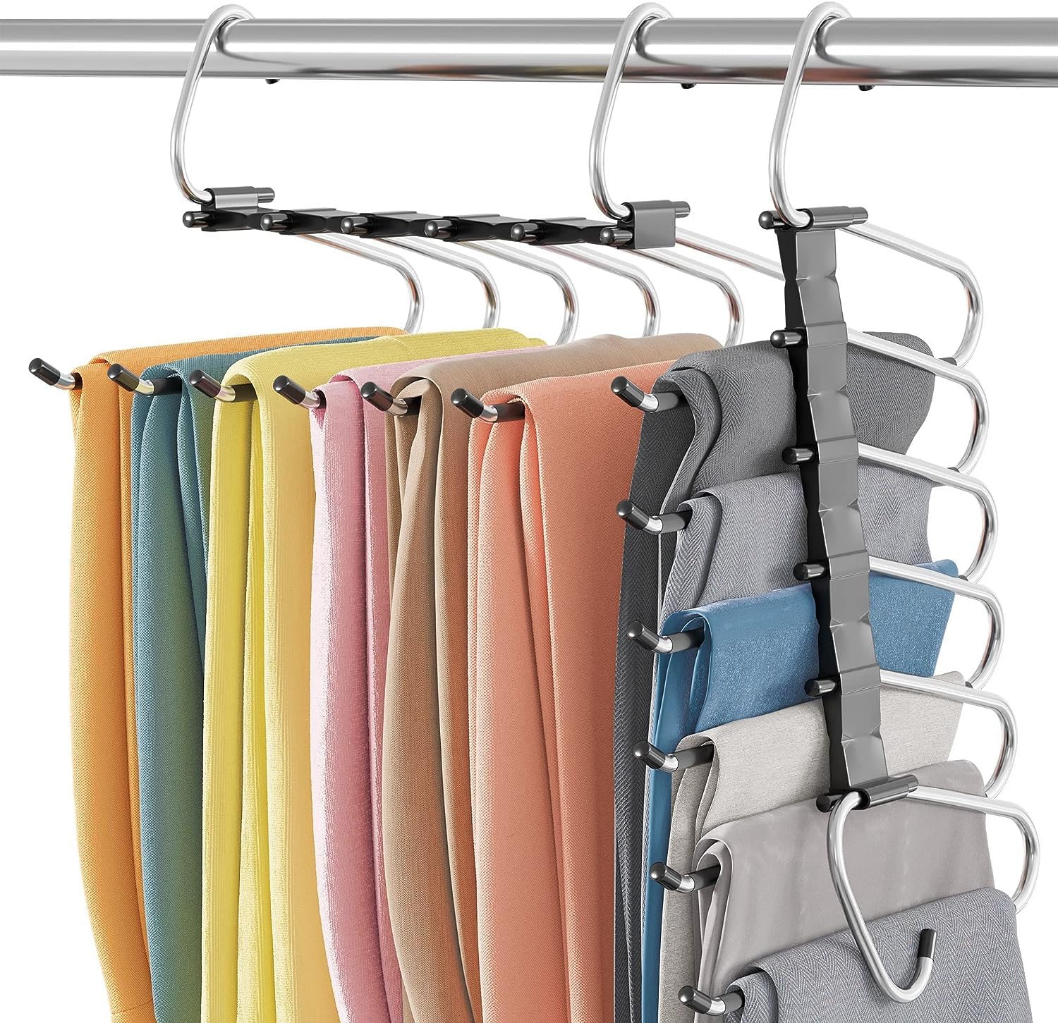 Grucce Pantaloni Salvaspazio 2 Pezzi - Appendino Multiuso Per Armadio Con Design Antiscivolo - Foto 2