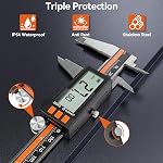 Preciva Digital Caliper - Rechargeable Stainless Steel Micrometer with IP54 Protection | Auto-Off, Large LCD Screen & Inch/Metric Conversion | Precision Measuring Tool 6Inch/150mm