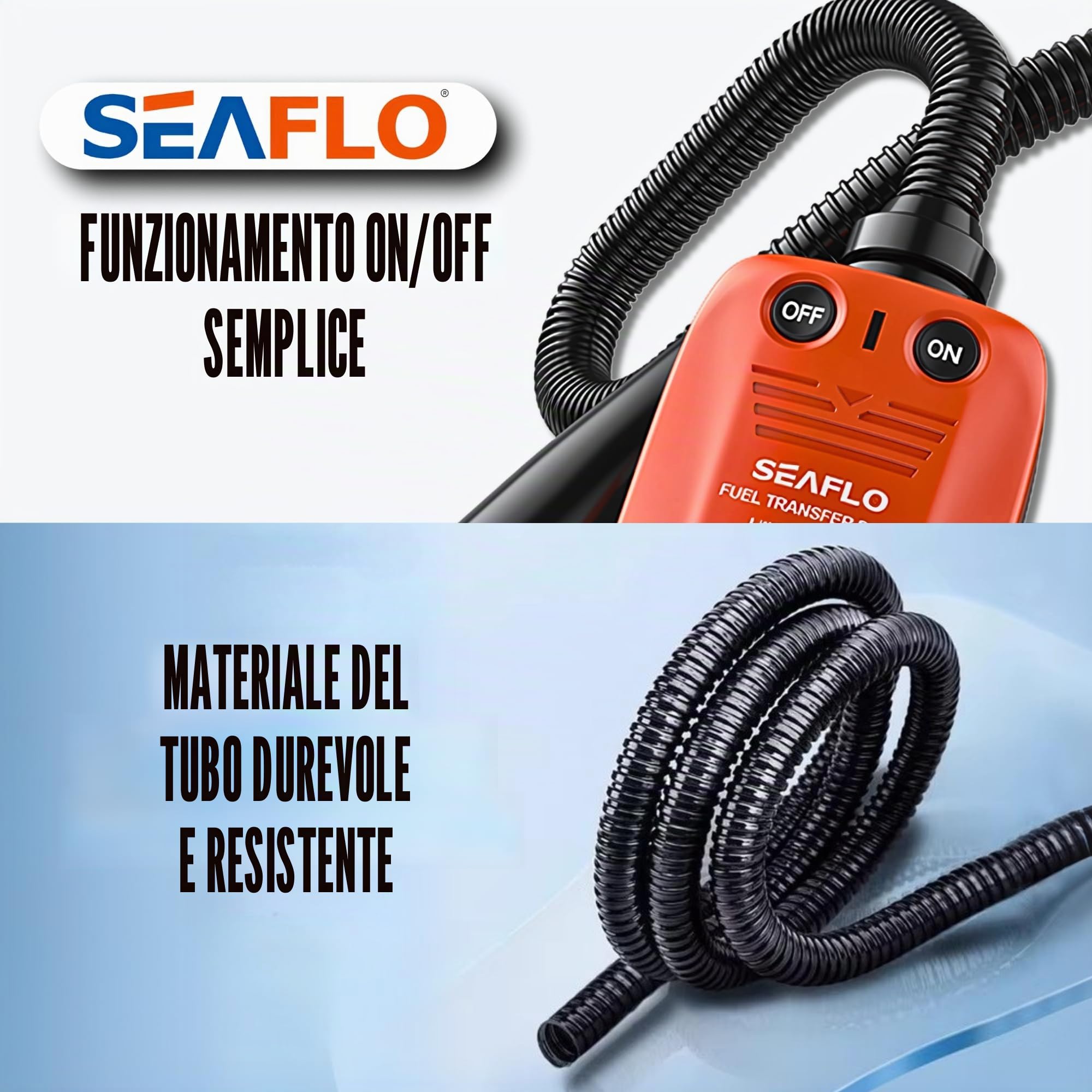 SEAFLO 552135 Pompa di TRASFERIMENTO AUTONOMA per Carburante, Olio, Acqua, Adblue, 9L/MIN