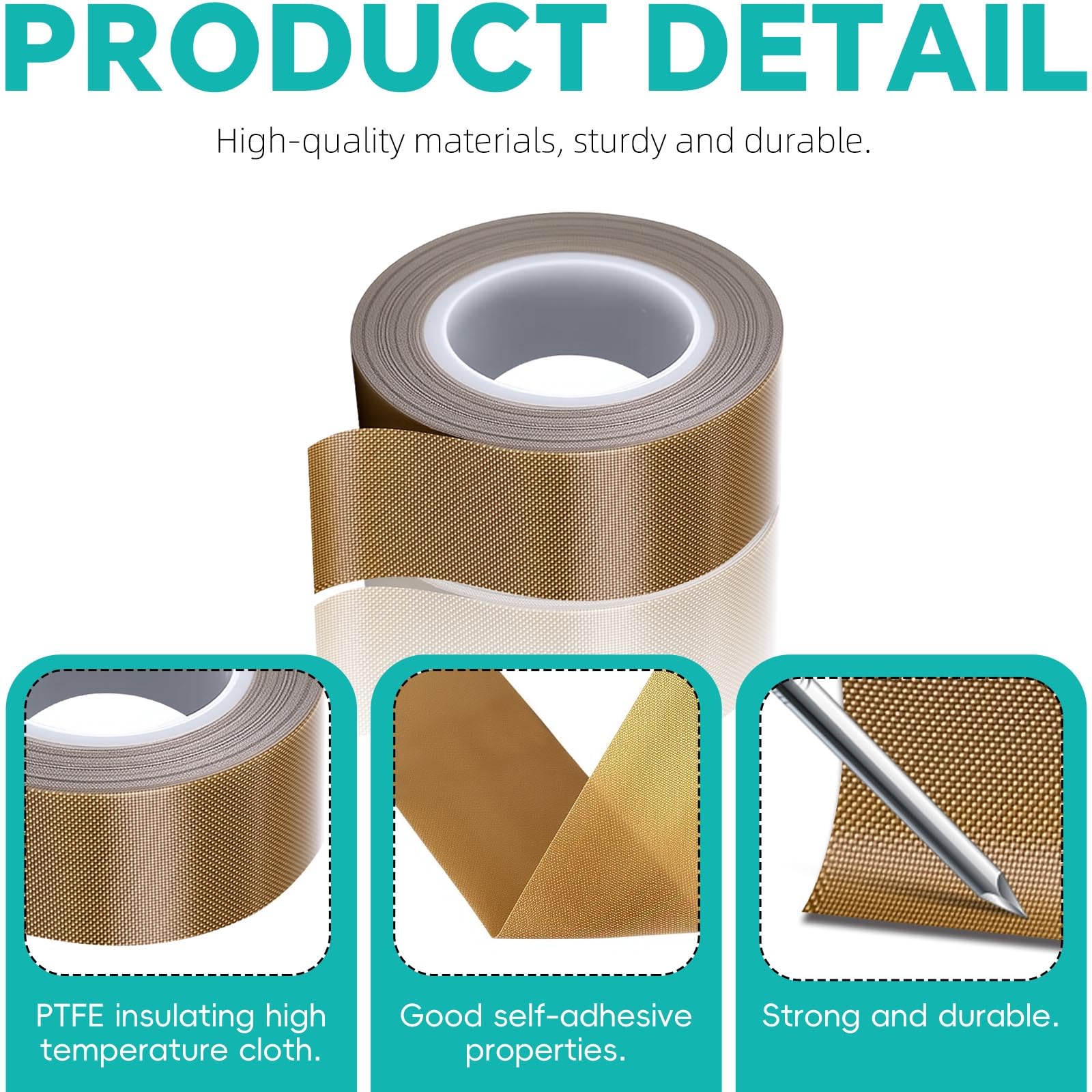 Nastro in teflon, autoadesivo, resistente al calore, 0,18 x 150 mm x 10 m, in PTFE, resistente al calore, ad alta temperatura, per macchina sottovuoto