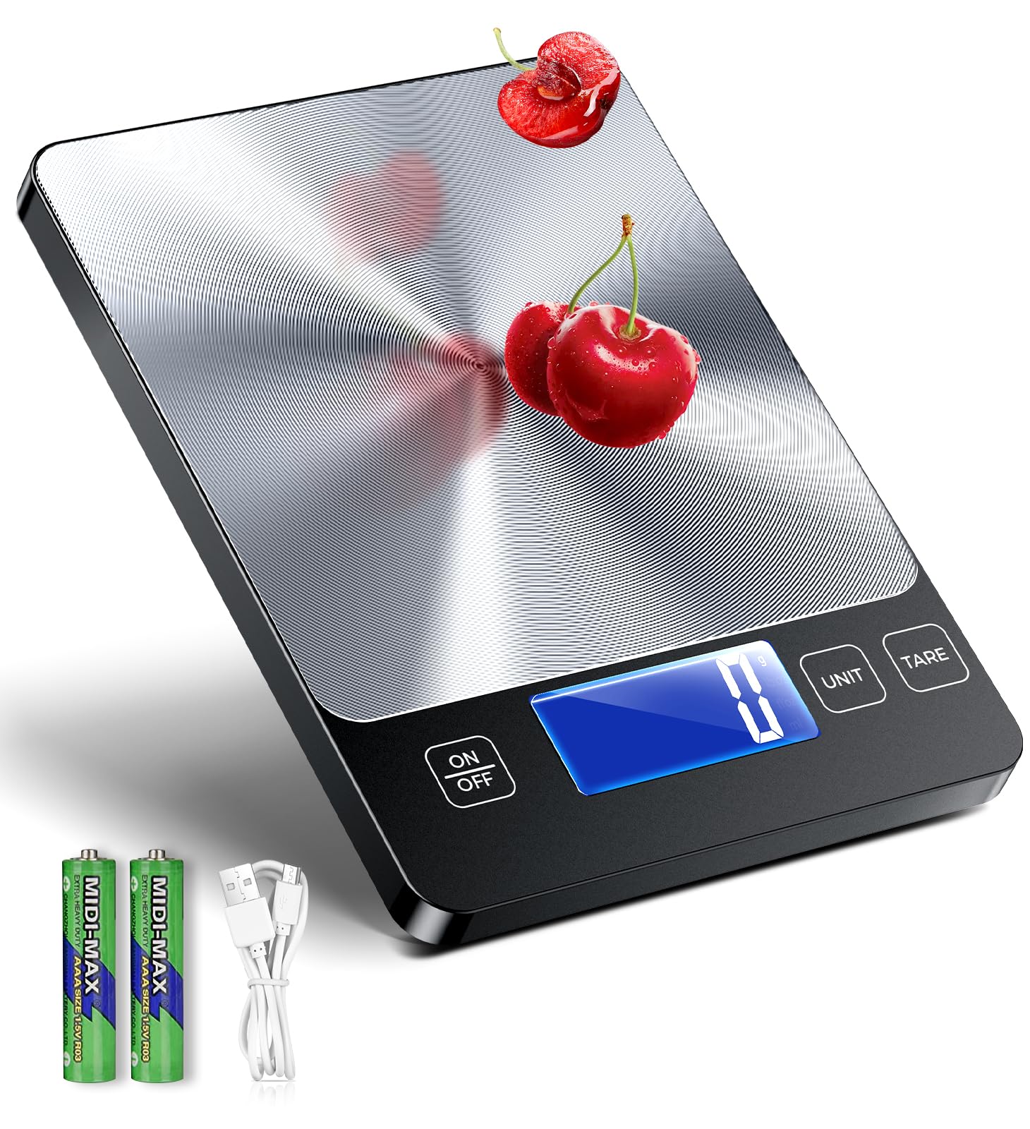 Buy 2 in 1 Digital Kitchen Scale for Meal Prep【Dual Power Mode, 33lb