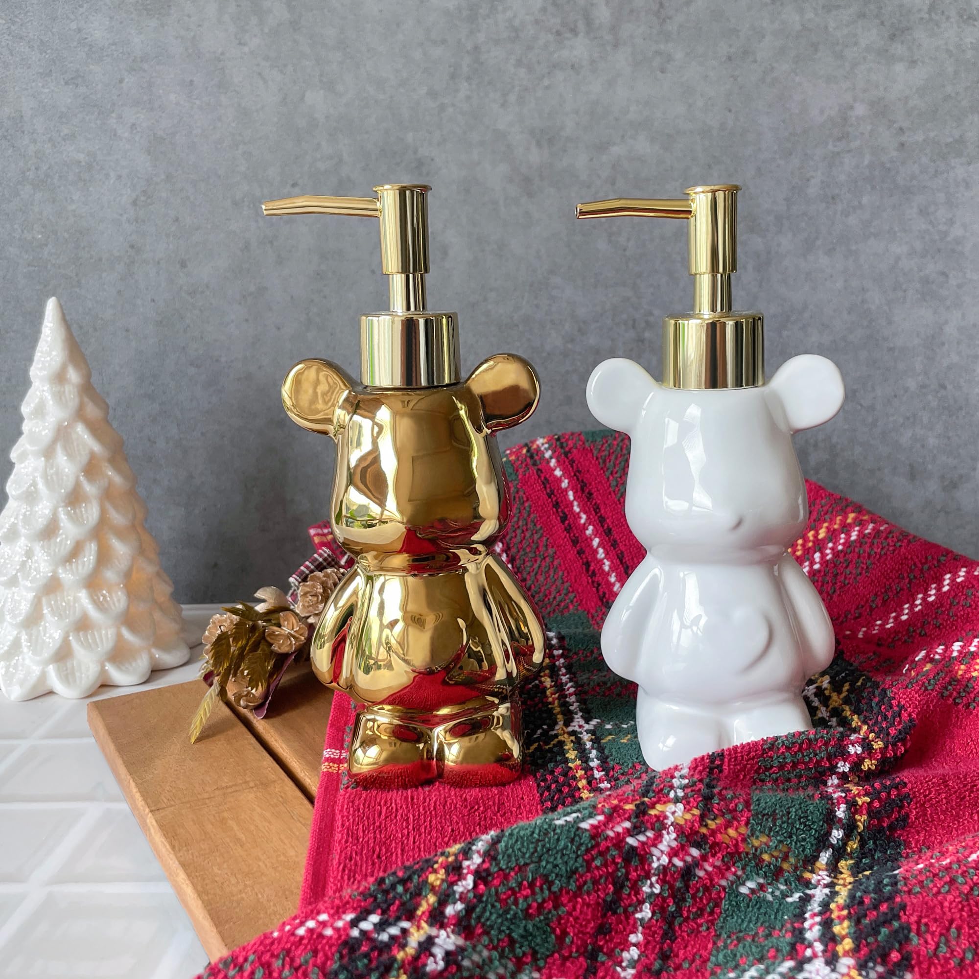 Small Bear Ceramic Soap Dispenser with Gold Pump for Bathroom, Cute Liquid Soap Dispenser, Kids Gift, 6.8oz (Gold) Product Image 5