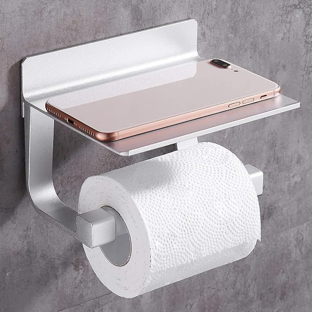 Hoomtaook Toilet Roll Holder Toilet Paper Holder Space Aluminum Tissue Paper Roll Holder Wall Mount No Damage Rustproof
