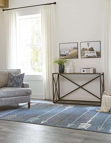 Miniatura 3 de Unique Loom Autumn Collection - Alfombra rectangular de 5 pies 3 pulgadas x 8 pies, color azul marino y gris