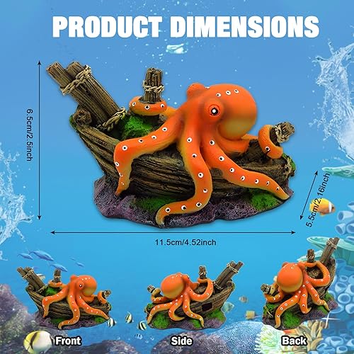 Octopus Decor, Small Octopus Fish Tank Decorations, Aquarium Decorations Ideal Gift for Love Fish Farming(2)