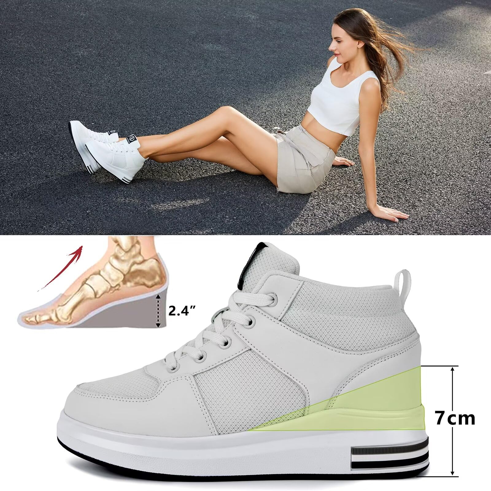 Scarpe da Ginnastica con Zeppa da Donna Sportive Fitness Traspiranti Sneakers
