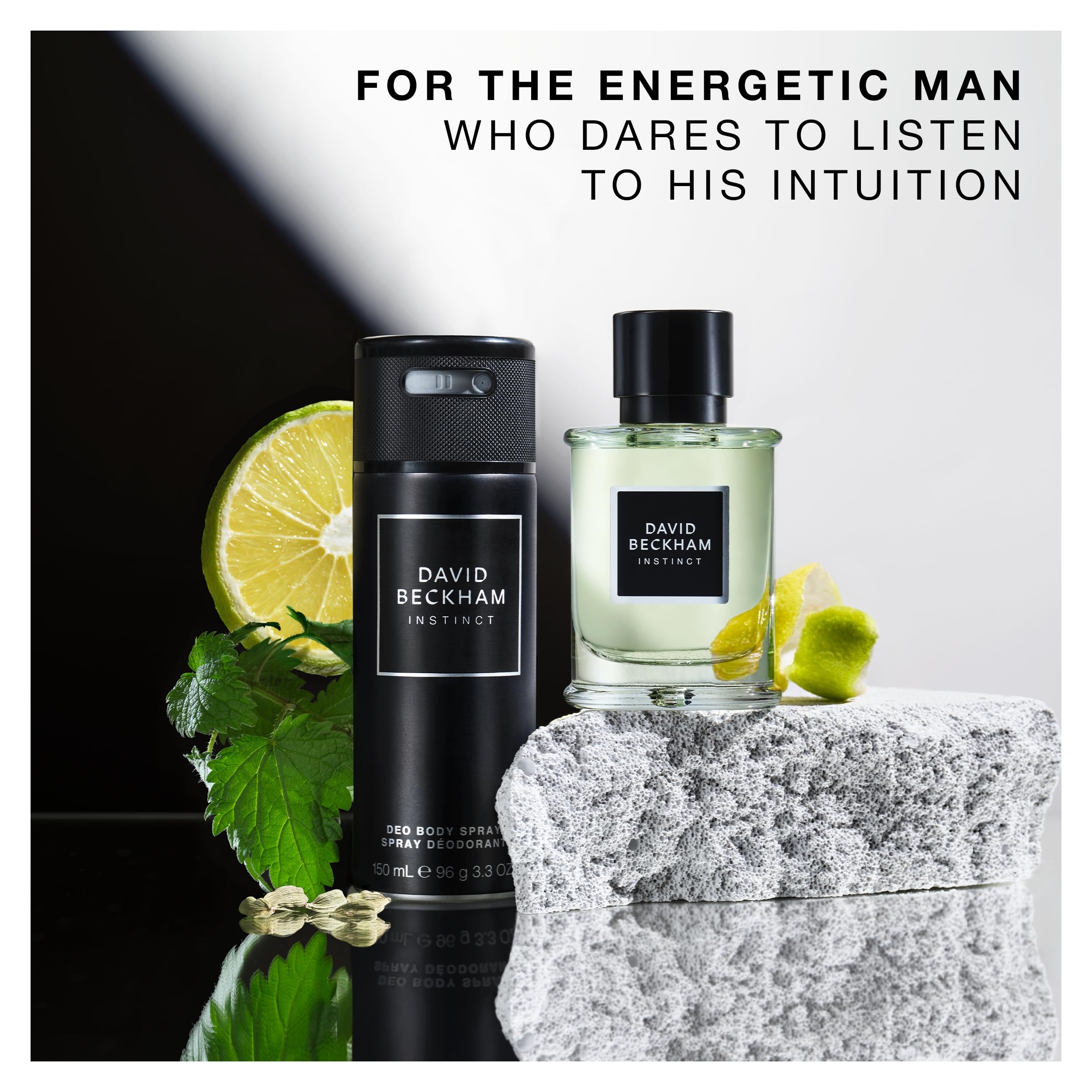 David Beckham Instinct Geschenkset für Ihn inkl. Eau de Parfum 50 ml und Deodorant Body Spray 150 ml, faszinierendes Fougère Citrus Parfüm – Paket kann variieren