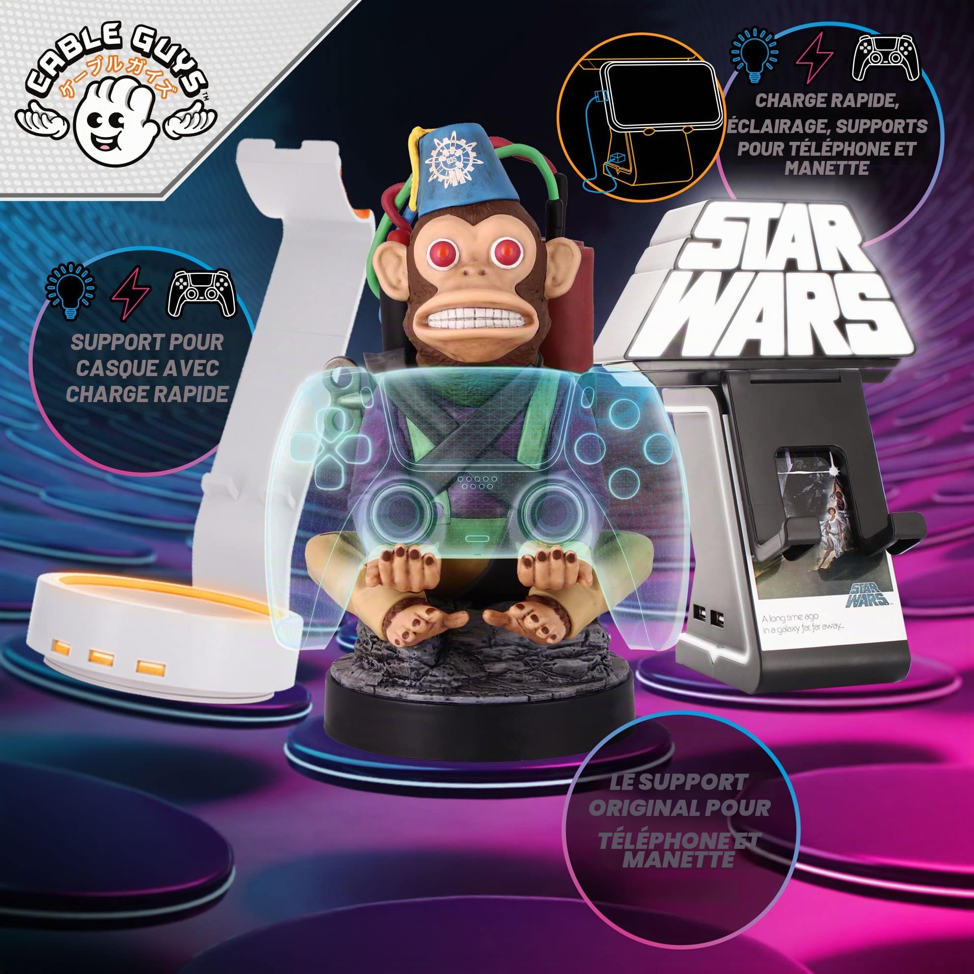 Cableguys Crash Bandicoot Crash Aku Aku Support Manette et Porte Telephone - Gaming Accessoire et Figurine pour Bureau et Gamer Setup, Compatible avec Xbox, PlayStation et la Plupart des Manettes