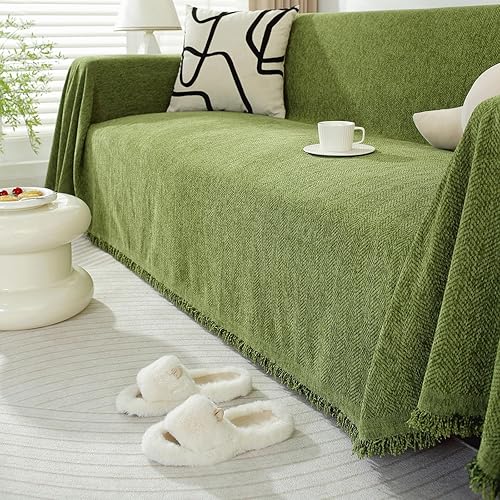 Miniatura 21 de HANDONTIME fundas de sofá beige para sofá, fundas boho de jacquard y corduroy para perros, funda de sofá de felpilla para perros, protector suave