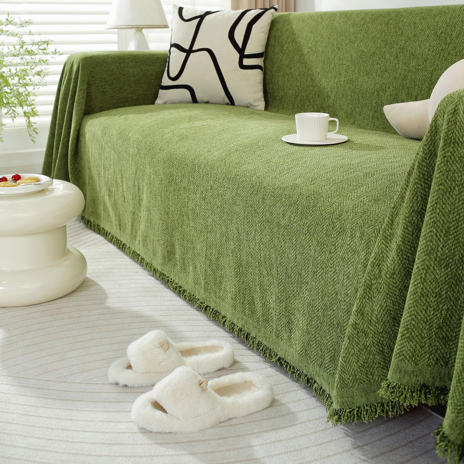 Amazon.com: HANDONTIME Olive Green Sofa Cover - Pet Protector