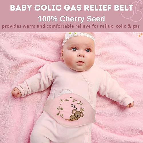 Miniatura 2 de Alivio de gases cólicos para bebés y malestar estomacal para recién nacidos, 100% con semillas de cereza, cinturón para envolver el abdomen, cólico