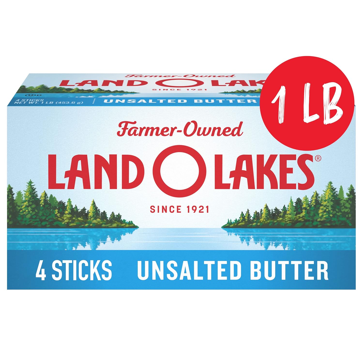 Land O'Lakes Unsalted Butter, 1 lb (4 Sticks) - Pure Sweet Cream for Baking & Cooking Precision