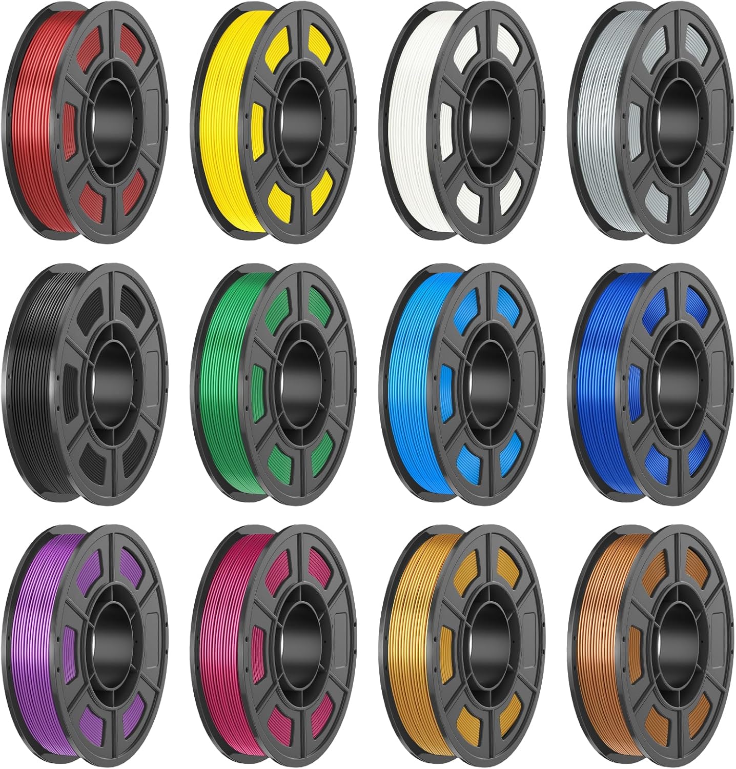 3D Printer Filament Bundle, Silk PLA Filament 1.75mm 12 Colors 250g Each, High Flow Speedy 3D Printer PLA Filament Bundle, Toal 3kg Rapid PLA, Fits for FDM 3D Printers and 3D Pens