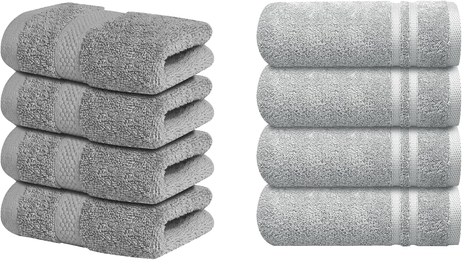Infinitee Xclusives Premium Grey Washcloths Set – Pack of 4, 13x13 Inches -