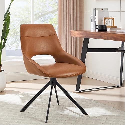 Modern Desk Chair No Wheels, Swivel Vanity Chair with Hollow