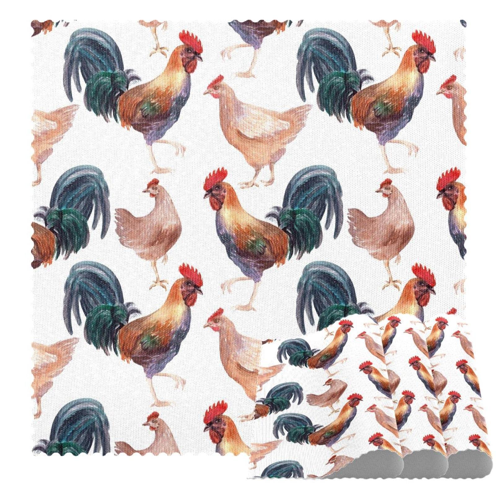 Lot de 4 sets de table coqs et poules 30,5 cm antidérapants et thermorésistants cuisine