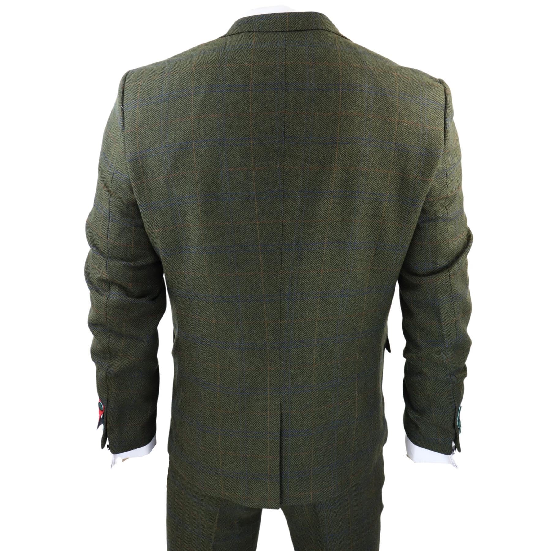 TruClothing.com Herren 3 Teilig Anzug Wolle Tweed Grün Blau Braun Karo 1920s Gatsby Formelle Anzüge