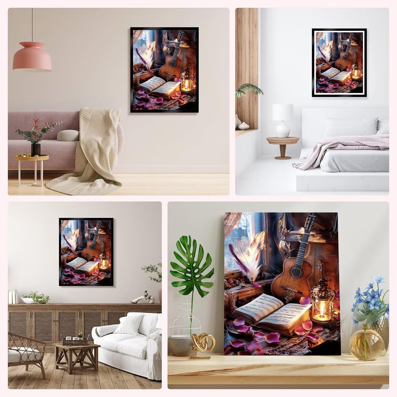 Malowanie numerami dla dorosłych pióro, gitara Paint by Numbers Kit dla początkujących i dzieci 8-12 DIY malowanie numerami hobby kreatywne dorośli dekoracja ścienna do domu 80 x 120 cm bez ramki, kod