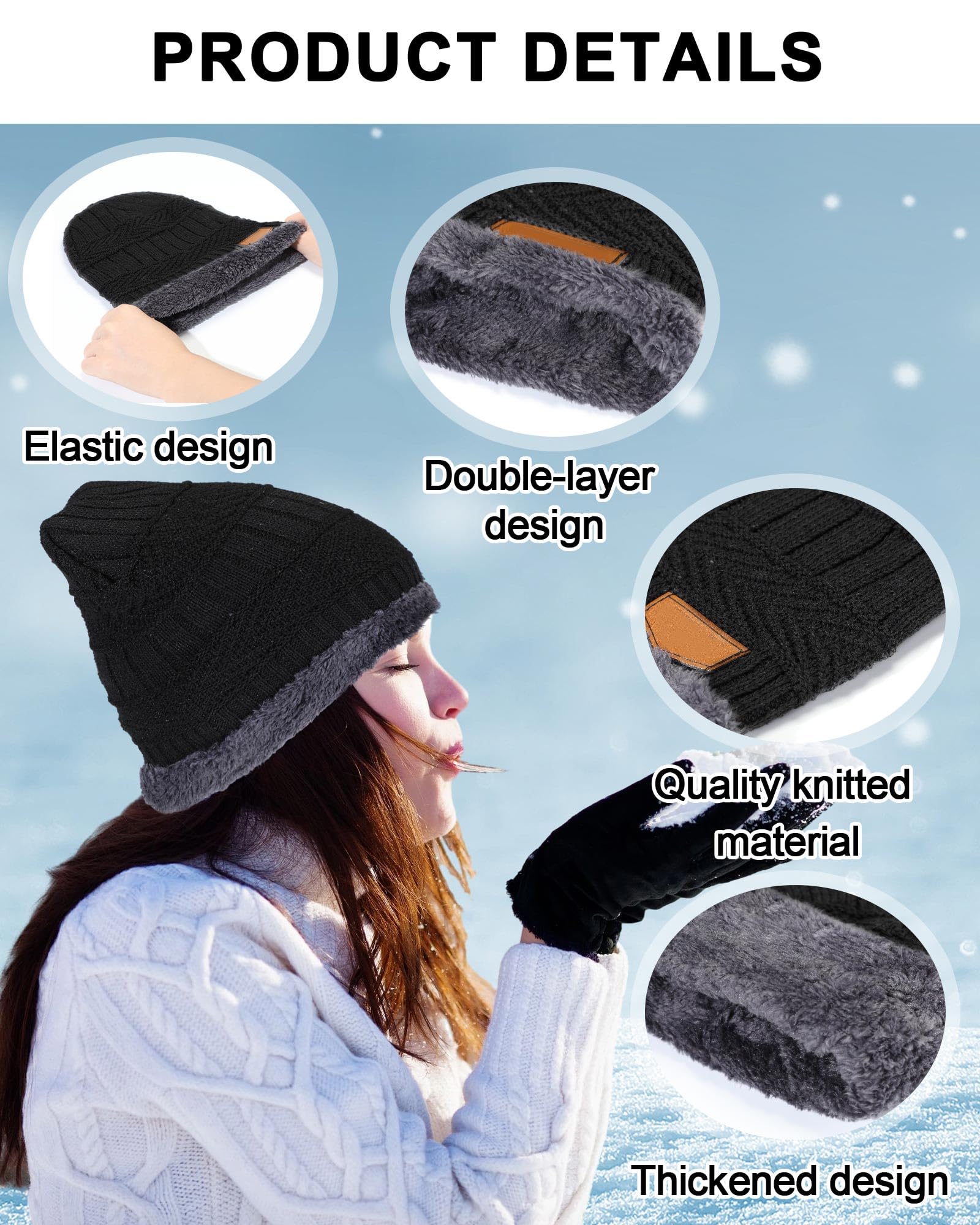 Geyoga Gorros de invierno a granel para hombres y mujeres, con forro polar, gorro cálido de punto de invierno