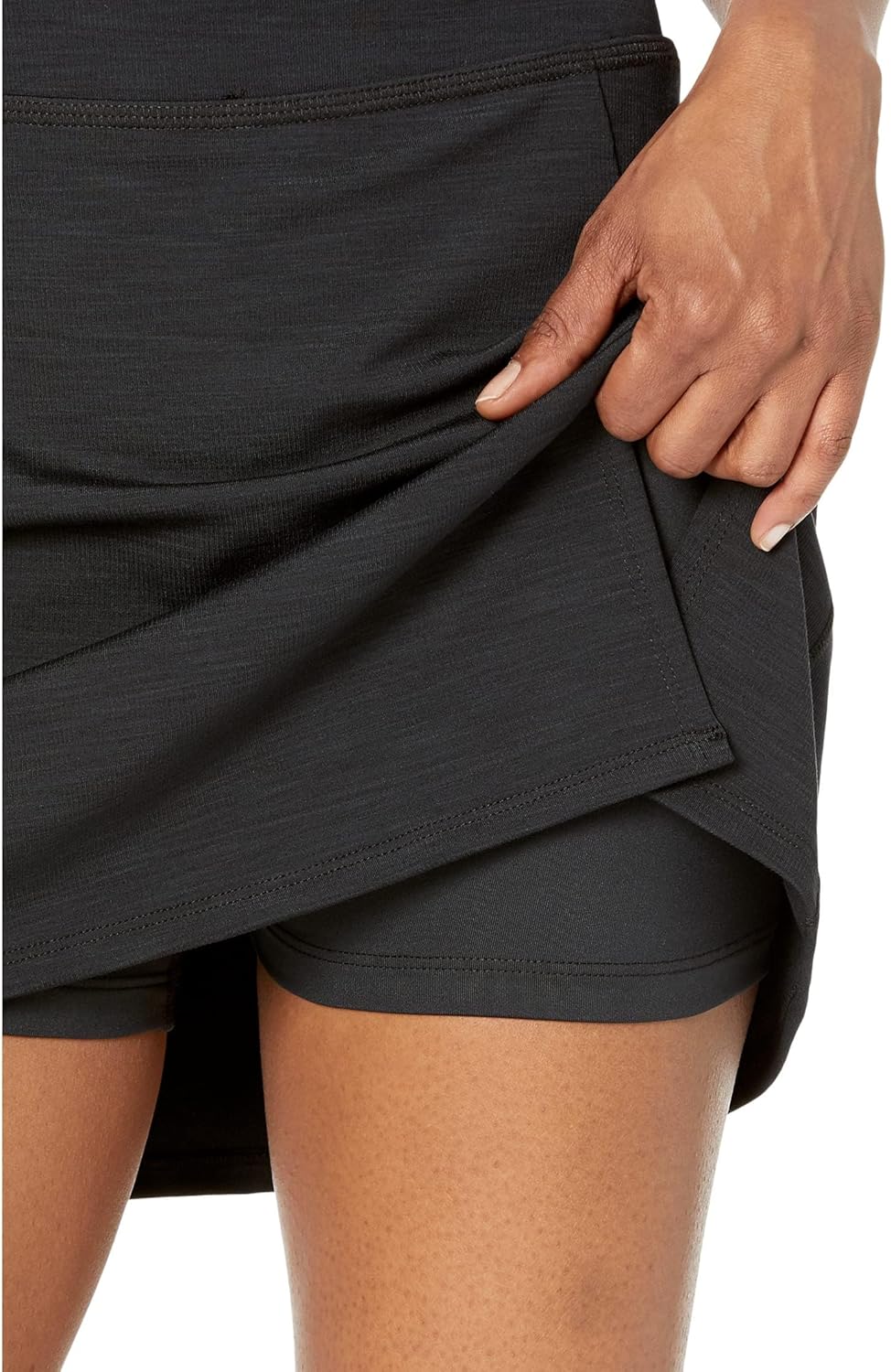 Beyond Yoga Heather Rib Hold Court Skirt for Women Offers Pull-On Style, Short Length Silhouette, and Slit on The Front