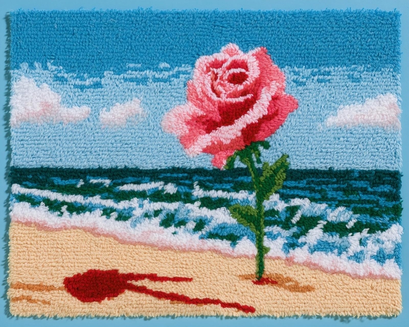 Wallphantom Latch Hook Rug Kits for Adults Beginners,Roses on the Beach