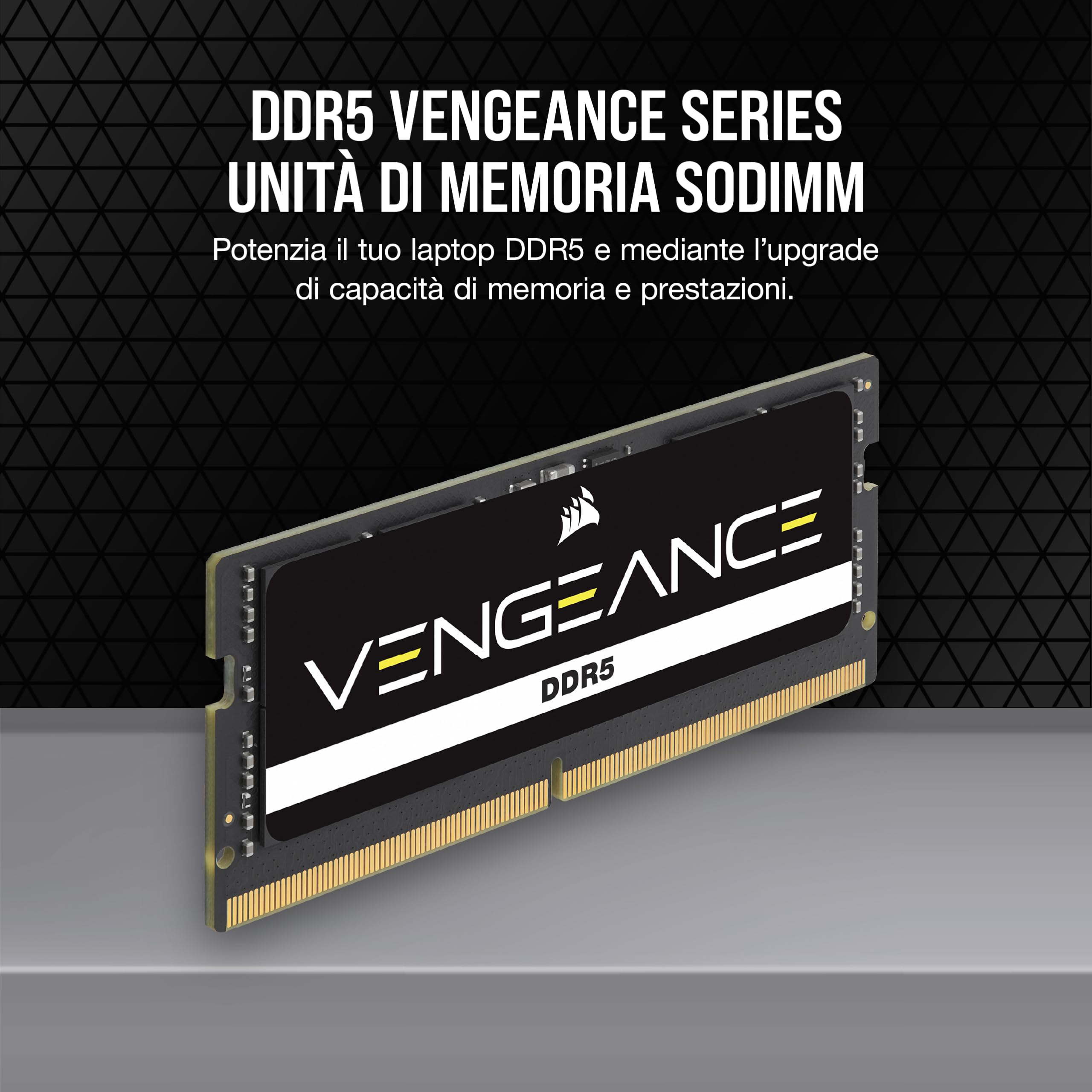 CORSAIR VENGEANCE SODIMM DDR5 RAM 48GB (1x48GB) Fino a 5600MHz CL48-48-48-90 1.1V Intel XMP 3.0 Memoria per Laptop – Nero (CMSX48GX5M1A5600C48)