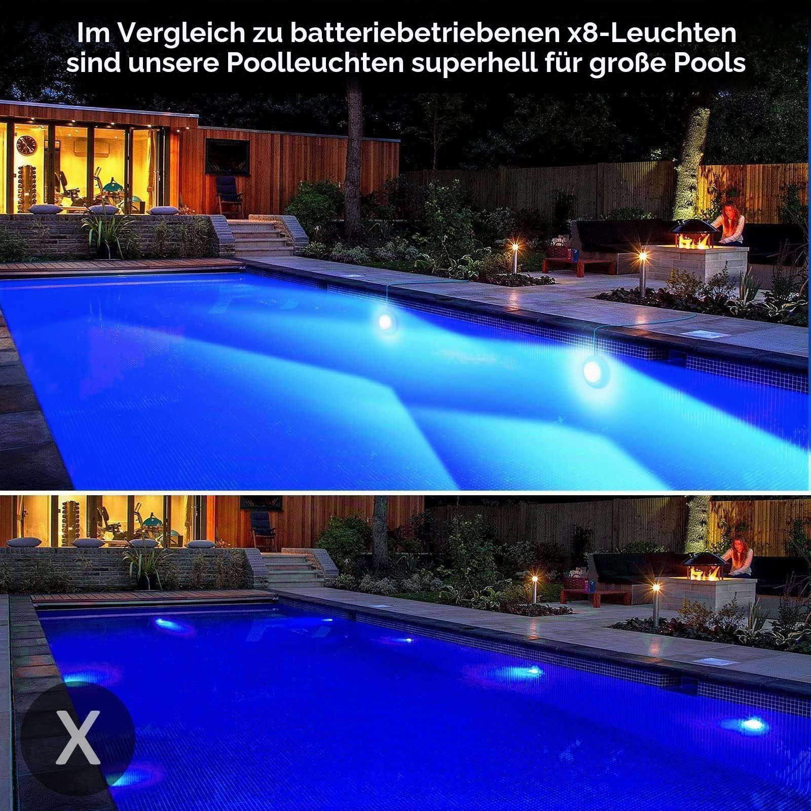LyLmLe LED Poolbeleuchtung, 20W RGB Poolscheinwerfer mit Magnet für Stahlwandpools Framepools, IP68 Wasserdicht Dimmbar Farbwechselnde Unterwasser Poollicht mit APP-Kontrolle, 8m Kabel, 12V
