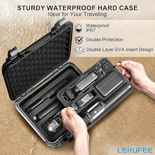 Miniatura 6 de Lekufee Funda rígida impermeable para DJI Osmo Pocket 3, Mic 32Mini, Creator Combo, Combo de expansión de energía, cámara de vlogging y accesorios