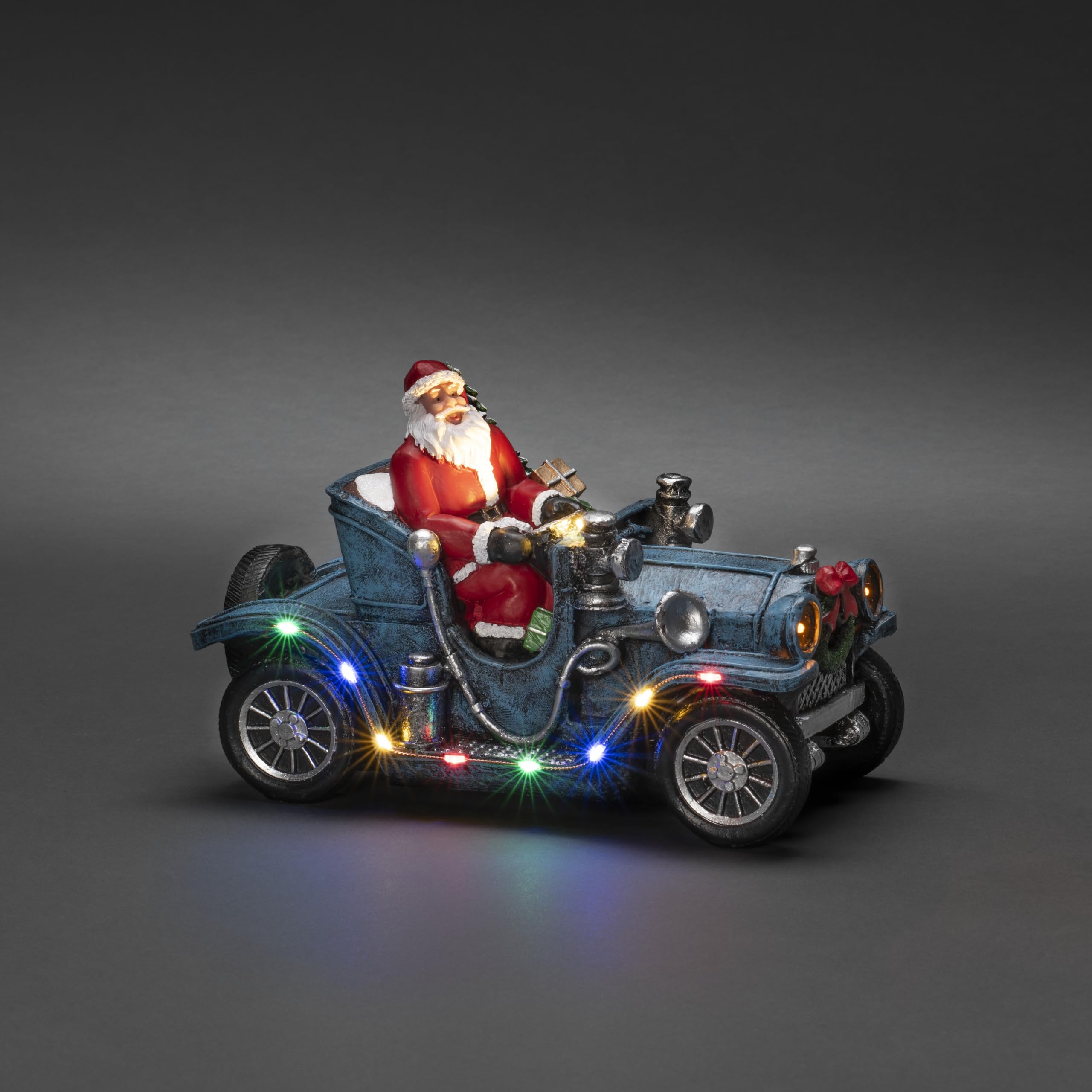 Konstsmide LED Weihnachtsmann im Auto, 11 bunte Dioden, batteriebetrieben, Innen - 4239-000