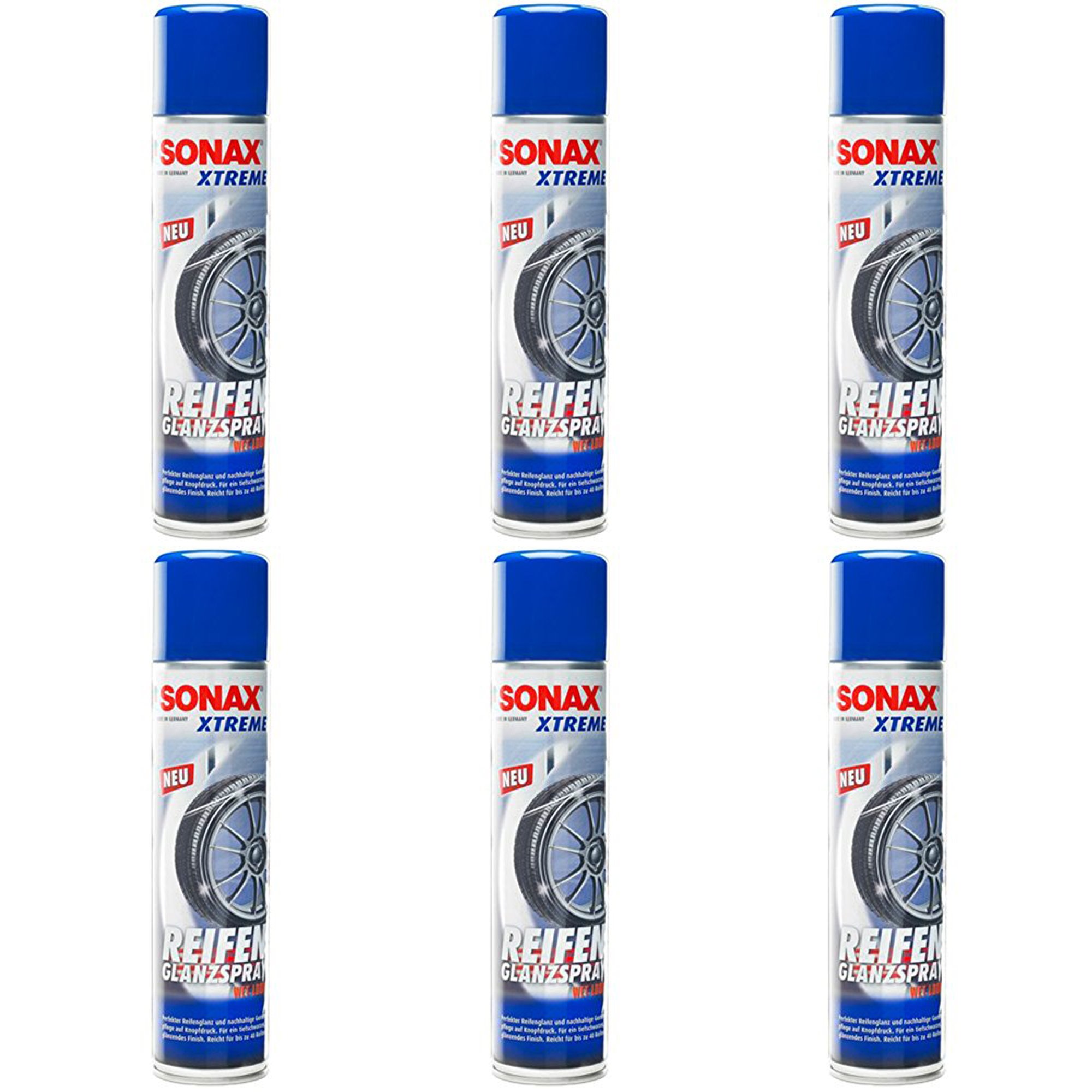 6x 400ml SONAX XTREME REIFENGLANZSPRAY WET LOOK REIFENSPRAY REIFEN PFLEGE