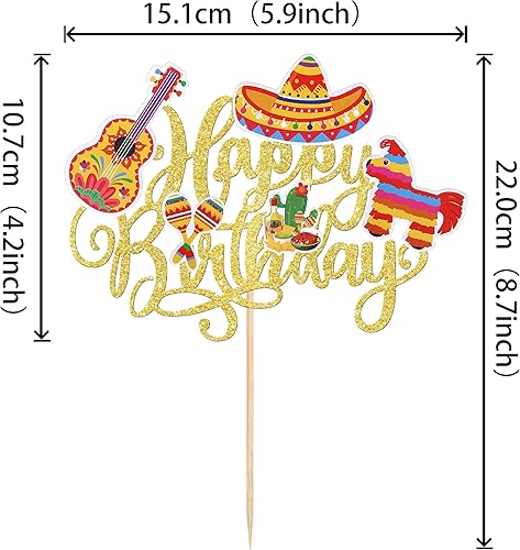 Miniatura 2 de 1 paquete de decoración de pastel de fiesta de cumpleaños para guitarra, cactus y burro, palillos de pimienta para fiesta mexicana, baby shower,